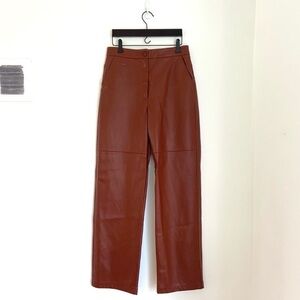 OAK + FORT // straight leg vegan leather pants